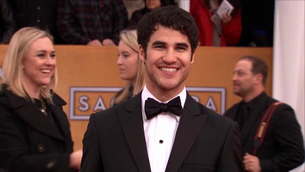 Darren Criss poses on the red carpet at the 2013 SAG Awards in Los Angeles on Jan. 27, 2012.
