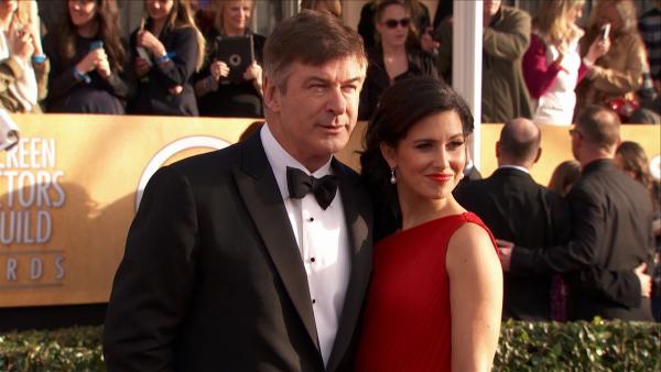 Alec Baldwin and wife Hilaria Thomas pose on the red carpet at the 2013 SAG Awards in Los Angeles on Jan. 27, 2012. - Provided courtesy of OTRC Alec Baldwin and wife Hilaria Thomas pose on the red carpet at the 2013 SAG Awards in Los Angeles on Jan. 27, 2012. - Provided courtesy of OTRC
