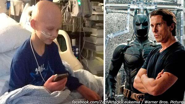 Zach Guillot, an 8-year-old cancer patient, talks to Christian Bale on the phone, as seen in this photo posted on the childs Facebook page. / Christian Bale appears in a scene from the 2012 film The Dark Knight Rises. - Provided courtesy of facebook.com/ZachAttacksLeukemia / Warner Bros. Pictures Zach Guillot, an 8-year-old cancer patient, talks to Christian Bale on the phone, as seen in this photo posted on the childs Facebook page. / Christian Bale appears in a scene from the 2012 film The Dark Knight Rises. - Provided courtesy of facebook.com/ZachAttacksLeukemia / Warner Bros. Pictures