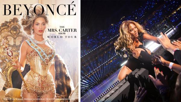 Beyonce appears in an ad for her 2013 Mrs. Carter Show World Tour. / Beyonce performs during the Super Bowl halftime show on Feb. 3, 2013. - Provided courtesy of iam.beyonce.com Beyonce appears in an ad for her 2013 Mrs. Carter Show World Tour. / Beyonce performs during the Super Bowl halftime show on Feb. 3, 2013. - Provided courtesy of iam.beyonce.com