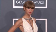 Taylor Swift wears a Grecian gown on the 2013 Grammy Awards red carpet on Feb. 10, 2013. - Provided courtesy of OTRC