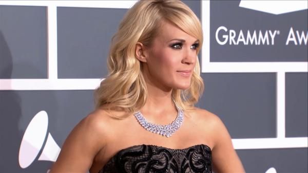 Carrie Underwood wears a $31 million necklace at the 2013 Grammys on Feb. 10, 2013.