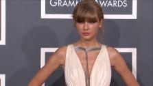 Taylor Swift wears a Grecian gown on the 2013 Grammy Awards red carpet on Feb. 10, 2013. - Provided courtesy of OTRC