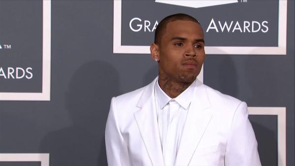 Chris Brown appears on the red carpet at the 2013 Grammys on Feb. 10, 2013.
