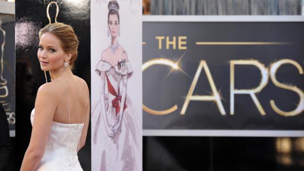 Actress Jennifer Lawrence arrives at the 85th Academy Awards at the Dolby Theatre on Sunday Feb. 24, 2013, in Los Angeles.