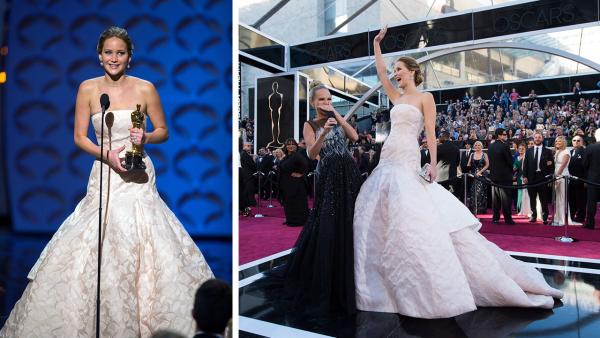 Jennifer Lawrence holds her Oscar for Best Actress in a Leading Role at the 2013 Oscars on February 24. / Jennifer Lawrence is interviewed by Kristin Chenoweth upon her arrival for The Oscars at the Dolby Theatre in Hollywood on Feb. 24, 2013. - Provided courtesy of Michael Yada / Matt Brown / A.M.P.A.S. Jennifer Lawrence holds her Oscar for Best Actress in a Leading Role at the 2013 Oscars on February 24. / Jennifer Lawrence is interviewed by Kristin Chenoweth upon her arrival for The Oscars at the Dolby Theatre in Hollywood on Feb. 24, 2013. - Provided courtesy of Michael Yada / Matt Brown / A.M.P.A.S.