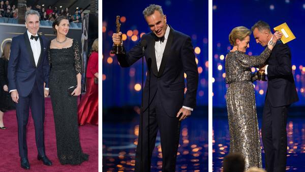 Daniel Day-Lewis and wife Rebecca appear on the red carpet at the 2013 Oscars. / Daniel Day-Lewis accepts his award for Best Actor in a Leading Role at the Oscars on February 24, 2013. / Meryl Streep presents Daniel Day-Lewis with his Oscar. - Provided courtesy of Sara Wood / Michael Yada / A.M.P.A.S. Daniel Day-Lewis and wife Rebecca appear on the red carpet at the 2013 Oscars. / Daniel Day-Lewis accepts his award for Best Actor in a Leading Role at the Oscars on February 24, 2013. / Meryl Streep presents Daniel Day-Lewis with his Oscar. - Provided courtesy of Sara Wood / Michael Yada / A.M.P.A.S.