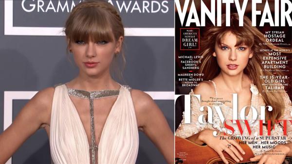 Taylor Swift appears on the April 2013 cover for Vanity Fair. / Taylor Swift wears a Grecian gown on the 2013 Grammy Awards red carpet on Feb. 10, 2013. - Provided courtesy of OTRC / Vanity Fair / Peter Lindbergh / OTRC Taylor Swift appears on the April 2013 cover for Vanity Fair. / Taylor Swift wears a Grecian gown on the 2013 Grammy Awards red carpet on Feb. 10, 2013. - Provided courtesy of OTRC / Vanity Fair / Peter Lindbergh / OTRC