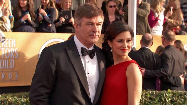 Alec Baldwin and wife Hilaria Thomas pose on the red carpet at the 2013 SAG Awards in Los Angeles on Jan. 27, 2012. - Provided courtesy of OTRC Alec Baldwin and wife Hilaria Thomas pose on the red carpet at the 2013 SAG Awards in Los Angeles on Jan. 27, 2012. - Provided courtesy of OTRC