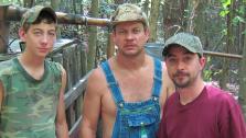 Tim, Steve, JT of the Discovery Chanel show Moonshiners pose at finished still site. - Provided courtesy of Discovery Chanel