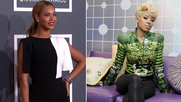 Beyonce wears a black and white Osman Spring 2013 jumpsuit on the 2013 Grammy Awards red carpet on Feb. 10, 2013. / Keyshia Cole appears in a photo from BETs show 106th and Park in November 2012. - Provided courtesy of OTRC / Grammys / BET Beyonce wears a black and white Osman Spring 2013 jumpsuit on the 2013 Grammy Awards red carpet on Feb. 10, 2013. / Keyshia Cole appears in a photo from BETs show 106th and Park in November 2012. - Provided courtesy of OTRC / Grammys / BET