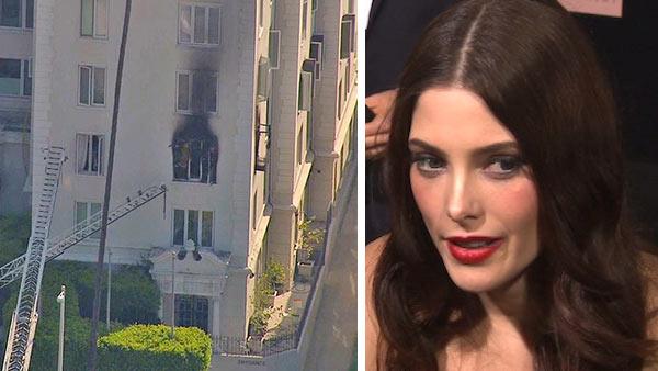 A fire is seen at the window of Ashley Greens condo at a building in West Hollywood on March 22, 2013. / Ashley Greene talks to OTRC.com at the premiere of Twilight: Breaking Dawn - Part 1 in Los Angeles on Nov. 11, 2011. - Provided courtesy of OTRC