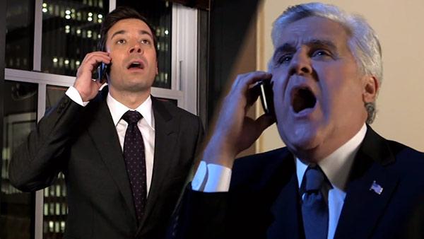 Jay Leno and Jimmy Fallon star in a parody video of Tonight to address rumors that NBC plans to have Fallon replace Leno as host of The Tonight Show. - Provided courtesy of OTRC Jay Leno and Jimmy Fallon star in a parody video of Tonight to address rumors that NBC plans to have Fallon replace Leno as host of The Tonight Show. - Provided courtesy of OTRC