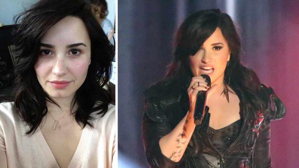 Demi Lovato posted this photo of herself on her Twitter page on April 3, 2013. / Demi Lovato performs on ABC's 'Dancing With The Stars' on April 2, 2013.