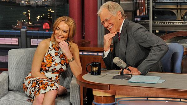 Lindsay Lohan appears on The Late Show with David Letterman on April 9, 2013. - Provided courtesy of CBS Lindsay Lohan appears on The Late Show with David Letterman on April 9, 2013. - Provided courtesy of CBS