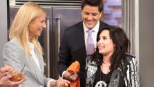 Demi Lovato and Gwyneth Paltrow appear on Good Morning America, on April 10, 2013. - Provided courtesy of ABC / Fred Lee