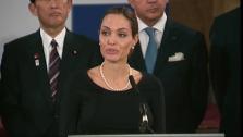 Angelina Jolie talks during a news conference regarding sexual violence against women in conflict, during the G8 Foreign Ministers meeting in London, Thursday, April, 11, 2013. - Provided courtesy of OTRC