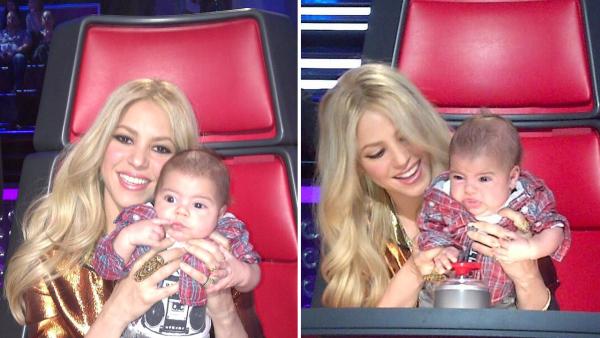 Shakira posted thes photos of herself with son Milan on the set of NBC's 'The Voice' on April 11, 2013.