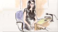 A sketch shows reality TV star Kim Kardashian in court for a divorce hearing on Friday, April 19, 2013. She and estranged husband Kris Humphries reached a settlement. - Provided courtesy of Mona S. Edwards