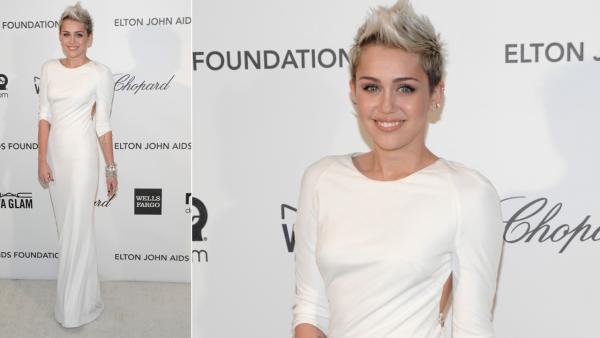Singer and actress Miley Cyrus arrives at the 2013 Elton John Oscar Party in West Hollywood, Calif. on Sunday, Feb. 24, 2013. - Provided courtesy of Dan Steinberg/Invision/AP Singer and actress Miley Cyrus arrives at the 2013 Elton John Oscar Party in West Hollywood, Calif. on Sunday, Feb. 24, 2013. - Provided courtesy of Dan Steinberg/Invision/AP