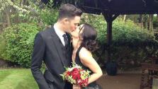 90210 actress Shenae Grimes and Josh Beech appear in their wedding attire in a photo posted on her Twitter page on May 10, 2013. / Josh Beech and Shenae Grimes attend the InStyle and Warner Bros. Golden Globe After Party on Jan. 13, 2013. - Provided courtesy of twitter.com/shenaegrimes/status/332891839512313856/photo/1 pic.twitter.com/YWMFvprqU9
