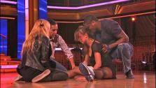 Karina Smirnoff suffers an injury during a rehearsal with Jacoby Jones on May 12, 2013. The two are among five pairs left in the competition for season 16. - Provided courtesy of ABC
