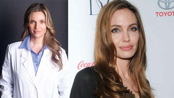 Angelina Jolie attends the 4th annual Women in the World Summit at the David H. Koch Theater on April 4, 2013 in New York. / Angelina Jolies doctor, Kristi Funk, appears in a photo from her official website for her medical practice, Pink Lotus. - Provided courtesy of Evan Agostini / Invision / AP / kristifunk.com/