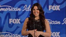 Runner-up Kree Harrison talks to reporters backstage after the American Idol season 12 finale on May 16, 2013. Candice Glover won the title. - Provided courtesy of none / FOX