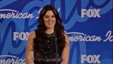 Runner-up Kree Harrison talks to reporters backstage after the American Idol season 12 finale on May 16, 2013. Candice Glover won the title. - Provided courtesy of none / FOX