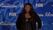 Candice Glover talks to reporters backstage after the American Idol season 12 finale on May 16, 2013. She beat Kree Harrison to win the title. - Provided courtesy of none / FOX