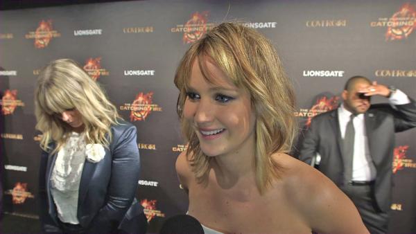 Jennifer Lawrence talks about The Hunger Games: Catching Fire at the 2013 Cannes Film Festival on May 18, 2013.