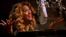 Beyonce records lines for her character, Queen Tara, for the 2013 animated film Epic. - Provided courtesy of Twentieth Century Fox Animation