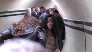 Michelle Rodriguez (Letty) and Gina Carano (Riley) film a fight scene in a London Underground subway station for the 2013 movie Fast and Furious 6. - Provided courtesy of none / Universal Pictures