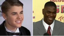 Keyshawn Johnson (right) confronted Justin Bieber (left) after he sped through their gated community in Calabasas at freeway speeds on Monday, May 27, 2013. - Provided courtesy of OTRC