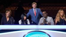 L-R: Ryan Seacrest, Keith Urban, Niki Minaj, Nigel Lythgoe, Randy Jackson, Mariah Carey and Ken Warwick appear in an undated promotional photo for American Idol season 12. - Provided courtesy of Michael Becker / FOX