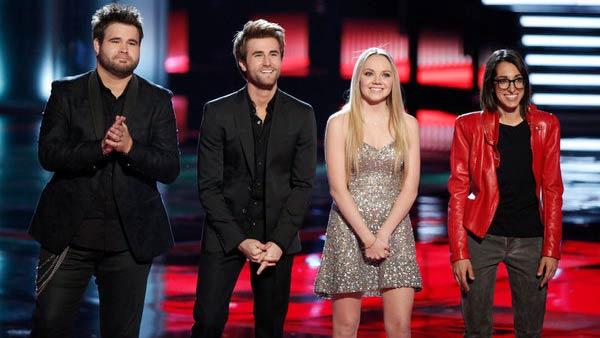 Zach Swon, Colton Swon of The Swon Brothers, Danielle Bradbery, Michelle Chamuel appear on an episode of The Voice on June 17, 2013. - Provided courtesy of Tyler Golden/NBC Zach Swon, Colton Swon of The Swon Brothers, Danielle Bradbery, Michelle Chamuel appear on an episode of The Voice on June 17, 2013. - Provided courtesy of Tyler Golden/NBC
