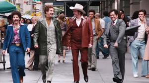 David Koechner, Paul Rudd, Will Ferrell and Steve Carell appear in a trailer for the 2013 movie Anchorman: The Legend Continues. - Provided courtesy of Paramount Pictures