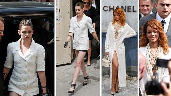 Kristen Stewart and Rihanna appear at Chanels Haute Couture Fall-Winter 2013-2014 collection, presented on Tuesday, July 2, 2013 in Paris. - Provided courtesy of AP Photo / Thibault Camus / Francois Mori Kristen Stewart and Rihanna appear at Chanels Haute Couture Fall-Winter 2013-2014 collection, presented on Tuesday, July 2, 2013 in Paris. - Provided courtesy of AP Photo / Thibault Camus / Francois Mori