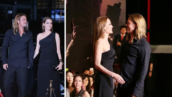 Angelina Jolie and partner and cast member Brad Pitt attend the World War Z premiere at Roppongi Hills in Tokyo, Japan on July 29, 2013. - Provided courtesy of Ken Ishii / Getty Images for Paramount Pictures Angelina Jolie and partner and cast member Brad Pitt attend the World War Z premiere at Roppongi Hills in Tokyo, Japan on July 29, 2013. - Provided courtesy of Ken Ishii / Getty Images for Paramount Pictures