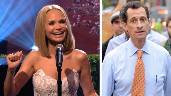 Kristin Chenoweth appears on the NBC series The Tonight Show with Jay Leno on July 30, 2013. She sang a parody of the Wicked song Popular about Anthony Weiner. / Anthony Weiner is seen walking in New York City on May 23, 2013. - Provided courtesy of NBC / Humberto Carreno / startraksphoto.com Kristin Chenoweth appears on the NBC series The Tonight Show with Jay Leno on July 30, 2013. She sang a parody of the Wicked song Popular about Anthony Weiner. / Anthony Weiner is seen walking in New York City on May 23, 2013. - Provided courtesy of NBC / Humberto Carreno / startraksphoto.com