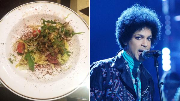 Prince appears at the 2013 Billboard Music Awards on May 19, 2013. / Prince posts a photo of his salad on Aug. 13, 2013. - Provided courtesy of Michael Simon/STARTRAKS PHOTO via ABC / Twitter.com/3rdeyegirl Prince appears at the 2013 Billboard Music Awards on May 19, 2013. / Prince posts a photo of his salad on Aug. 13, 2013. - Provided courtesy of Michael Simon/STARTRAKS PHOTO via ABC / Twitter.com/3rdeyegirl