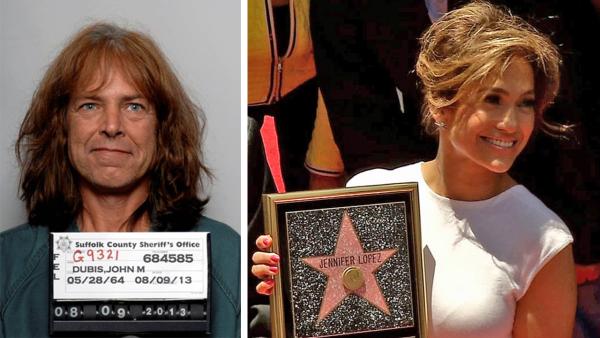 John M. Dubin, a man charged with stalking and burglarizing Jennifer Lopez, is seen in this mug shot released by the Suffolk County Sheriffs Office. / Jennifer Lopez receives her star on the Hollywood Walk of Fame on June 20, 2013. - Provided courtesy of Suffolk County Sheriffs Office / OTRC John M. Dubin, a man charged with stalking and burglarizing Jennifer Lopez, is seen in this mug shot released by the Suffolk County Sheriffs Office. / Jennifer Lopez receives her star on the Hollywood Walk of Fame on June 20, 2013. - Provided courtesy of Suffolk County Sheriffs Office / OTRC