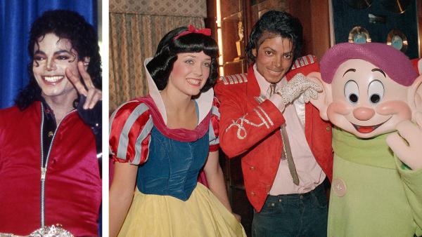 Michael Jackson visits his old Los Angeles school, Gardner Street Elementary School, and flashes the victory sign on Wednesday, Oct. 11, 1989. Michael Jackson poses with Disney characters Snow White and Dopey at his familys home on April 27, 1984. - Provided courtesy of AP Photo / Wally Fong / Nick Ut Michael Jackson visits his old Los Angeles school, Gardner Street Elementary School, and flashes the victory sign on Wednesday, Oct. 11, 1989. Michael Jackson poses with Disney characters Snow White and Dopey at his familys home on April 27, 1984. - Provided courtesy of AP Photo / Wally Fong / Nick Ut