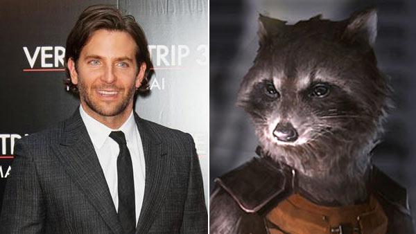 Bradley Cooper appears at The Hangover 3 premiere in Paris on May 27. 2013. / Rocket Racoon appears in a picture posted on Marvels official website on Aug. 29, 2013. - Provided courtesy of Nicolas Genin/Abaca/startraksphoto.com / Marvel Bradley Cooper appears at The Hangover 3 premiere in Paris on May 27. 2013. / Rocket Racoon appears in a picture posted on Marvels official website on Aug. 29, 2013. - Provided courtesy of Nicolas Genin/Abaca/startraksphoto.com / Marvel
