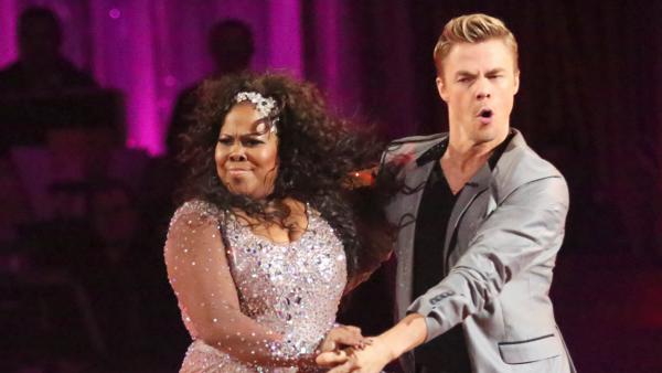 Amber Riley and Derek Hough dance the Cha Cha Cha on week one of Dancing With The Stars on Sept. 16, 2013. They received 27 out of 30 points from the judges. - Provided courtesy of ABC Photos / Adam Taylor