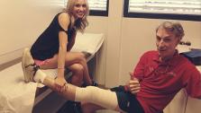 Bill Nye is seen in this photo posted on his Instagram page on Sept. 24, 2013 sporting a knee bandage after suffering a partially torn ligament while performing on Dancing With The Stars on Sept. 23, 2013. - Provided courtesy of instagram.com/p/eqg5C2EeIu/ instagram.com/thescienceguy