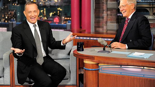 Tom Hanks chats with David Letterman on The Late Show with David Letterman on Oct. 7, 2013. - Provided courtesy of John Paul Filo / CBS Tom Hanks chats with David Letterman on The Late Show with David Letterman on Oct. 7, 2013. - Provided courtesy of John Paul Filo / CBS