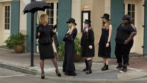 Jessica Lange, Emma Roberts, Jamie Brewer, Taissa Farmiga and Gabourey Sidibe appear in a promotional still from American Horror Story: Coven. - Provided courtesy of Michele K. Short / FX Jessica Lange, Emma Roberts, Jamie Brewer, Taissa Farmiga and Gabourey Sidibe appear in a promotional still from American Horror Story: Coven. - Provided courtesy of Michele K. Short / FX