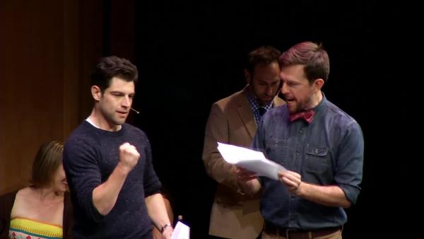Ed Helms, Mindy Kailing, John Cho and Max Greenfield act out Young Storytellers plays to promote literacy.