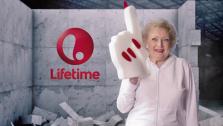 Betty White appears in a 2013 parody video of Miley Cyrus Wrecking Ball clip, aiming at promoting Off Their Rockers, which moved from NBC to Lifetime Television. - Provided courtesy of none / A + E networks